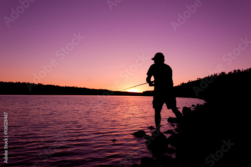 Canvas-taulu Fishing at Sunset