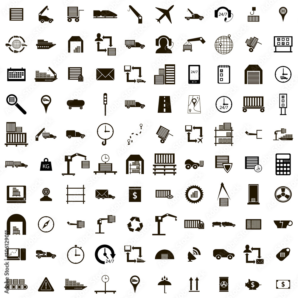 100 Logistics icons set, simple style