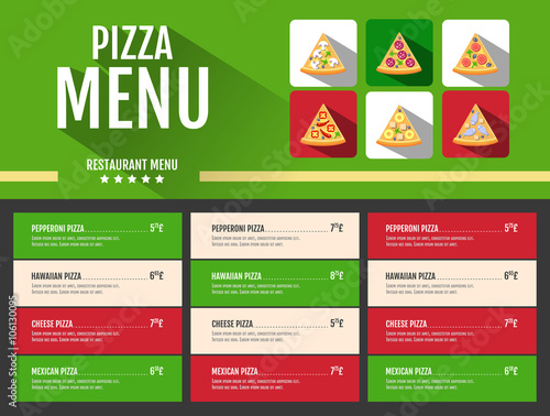 Flat style fast food pizza menu design