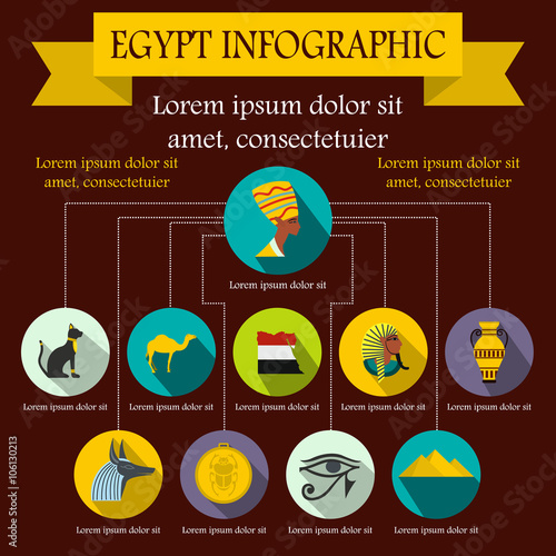 Egypt infographic elements, flat style