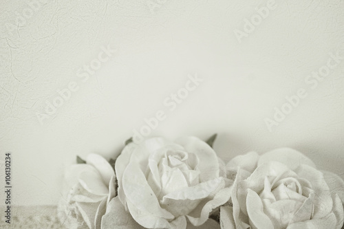 roses flowers in vintage color style on mulberry paper texture for romantic background     © number1411