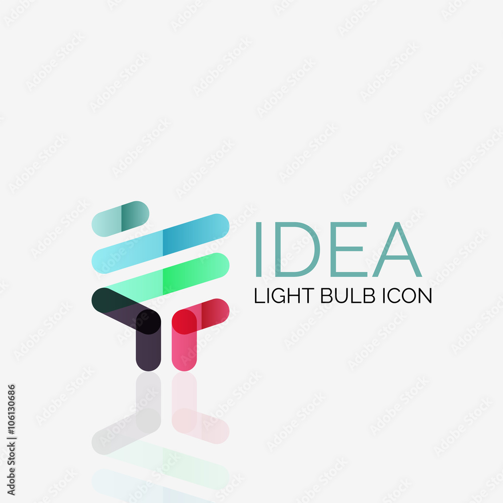 Logo, vector light bulb abstract linear geometric business icon. Idea concept