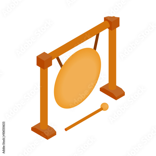 Gong icon, isometric 3d style 