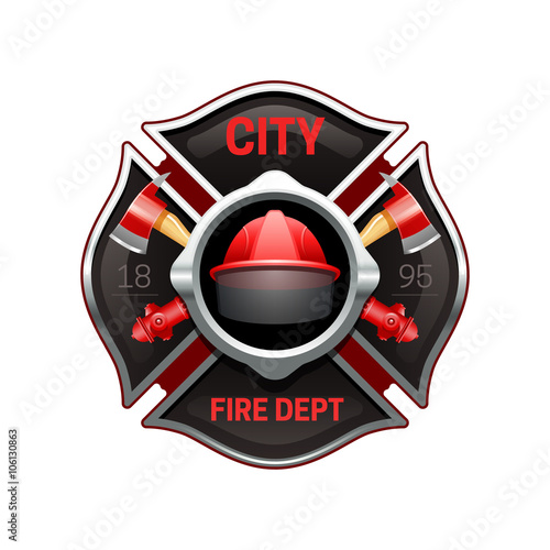 Fire Department Emblem Realistic Image Illustration 