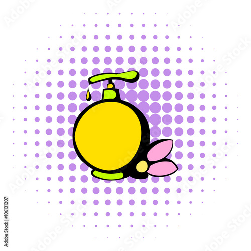 Yellow plastic bottle with liquid soap icon