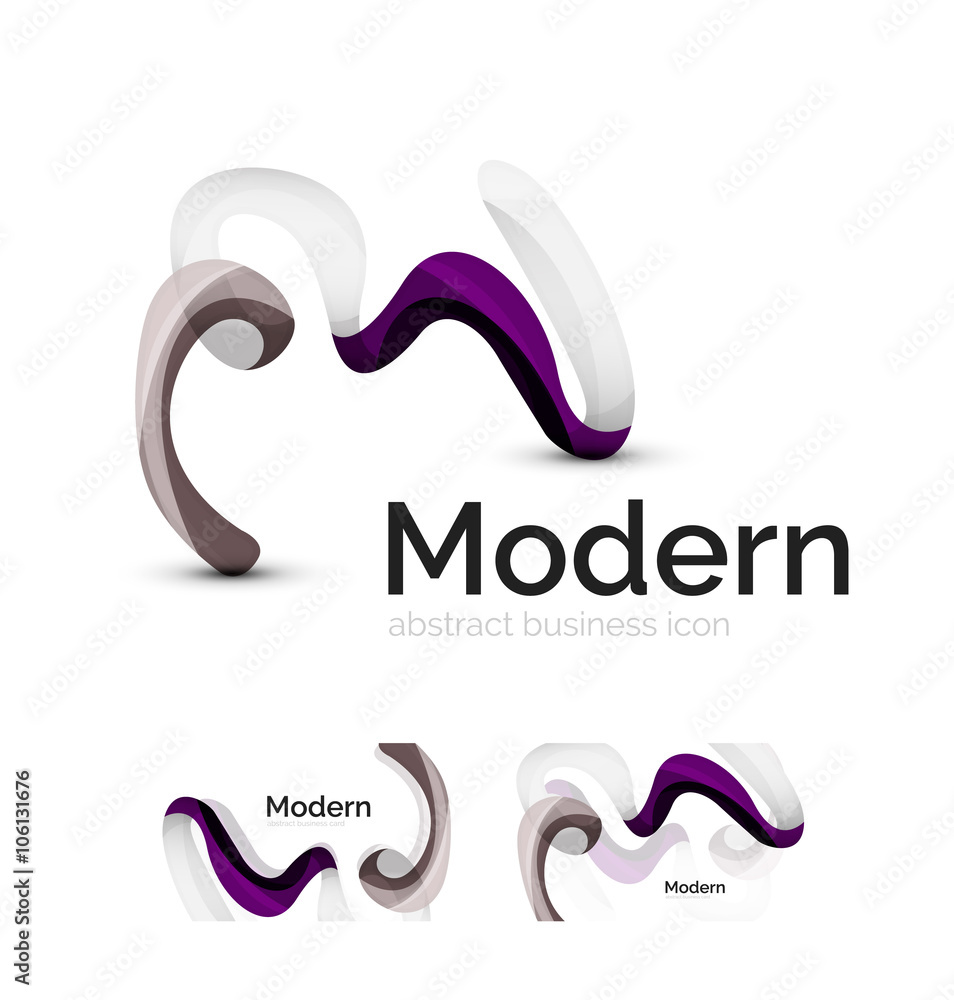Vector abstract ribbon logo with business card identity design Vector abstract ribbon logo with business card identity design