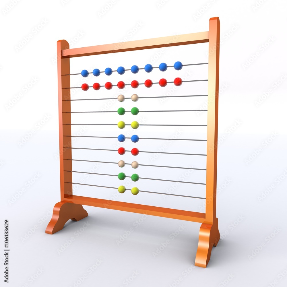 Abacus with multicoloured beads in the shape of the letter T
Abacus with multicoloured beads in the shape of the letter T