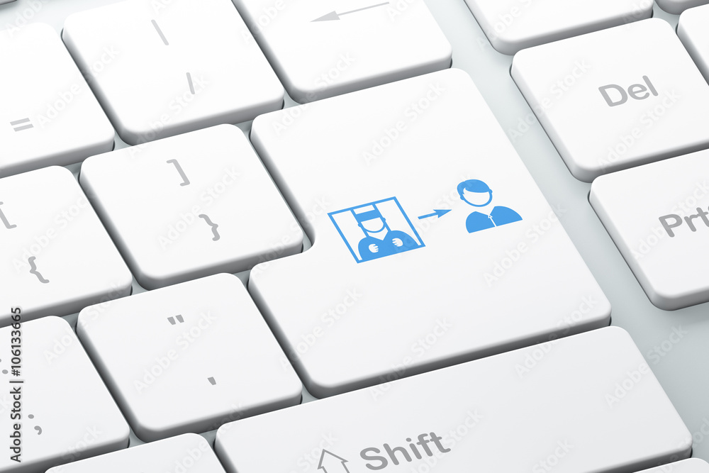 Law concept: Criminal Freed on computer keyboard background Law concept: Criminal Freed on computer keyboard background