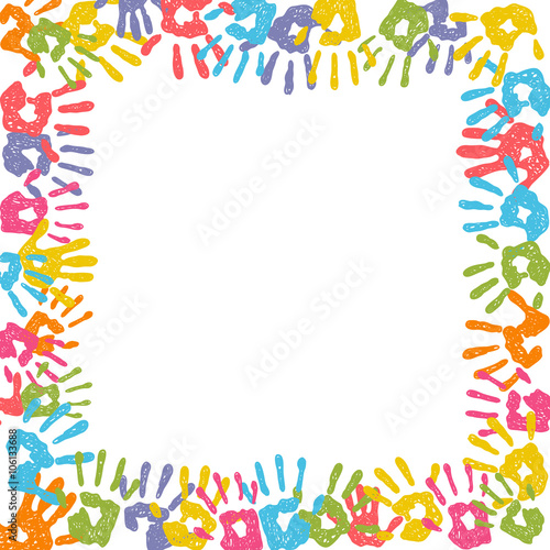 Square vector hand print frame