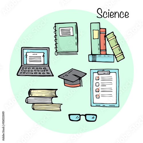 Set of stydying elements. Science topic.