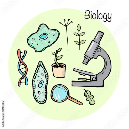 Set of stydying elements. Biology topic.