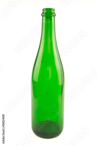 Recyclable green glass bottle. Recyclable waste series.