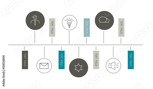 Timeline report template. Color shadow scheme, diagram. Horizontal design.
