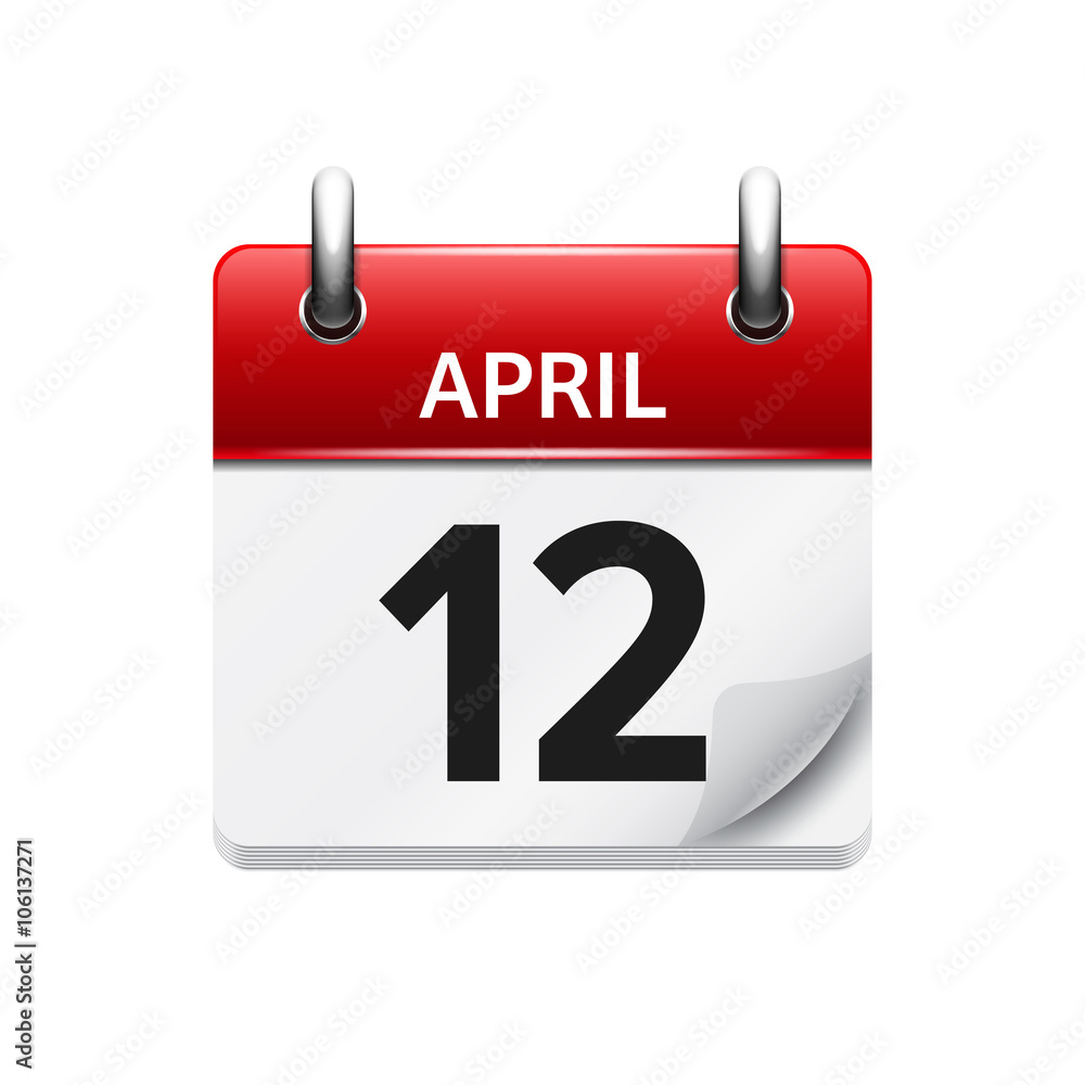 April 12. Vector flat daily calendar icon. Date and time, day, month. Holiday. April 12. Vector flat daily calendar icon. Date and time, day, month. Holiday.