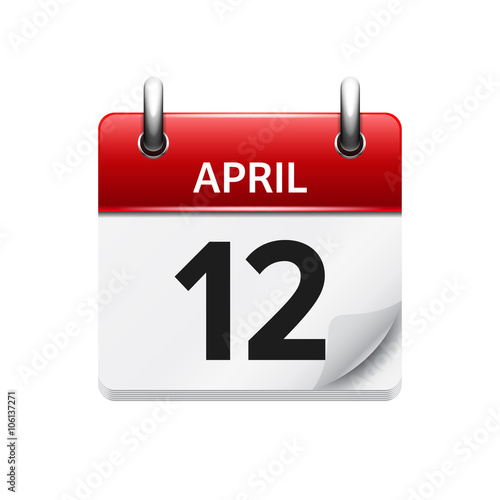 April 12. Vector flat daily calendar icon. Date and time, day, month. Holiday.