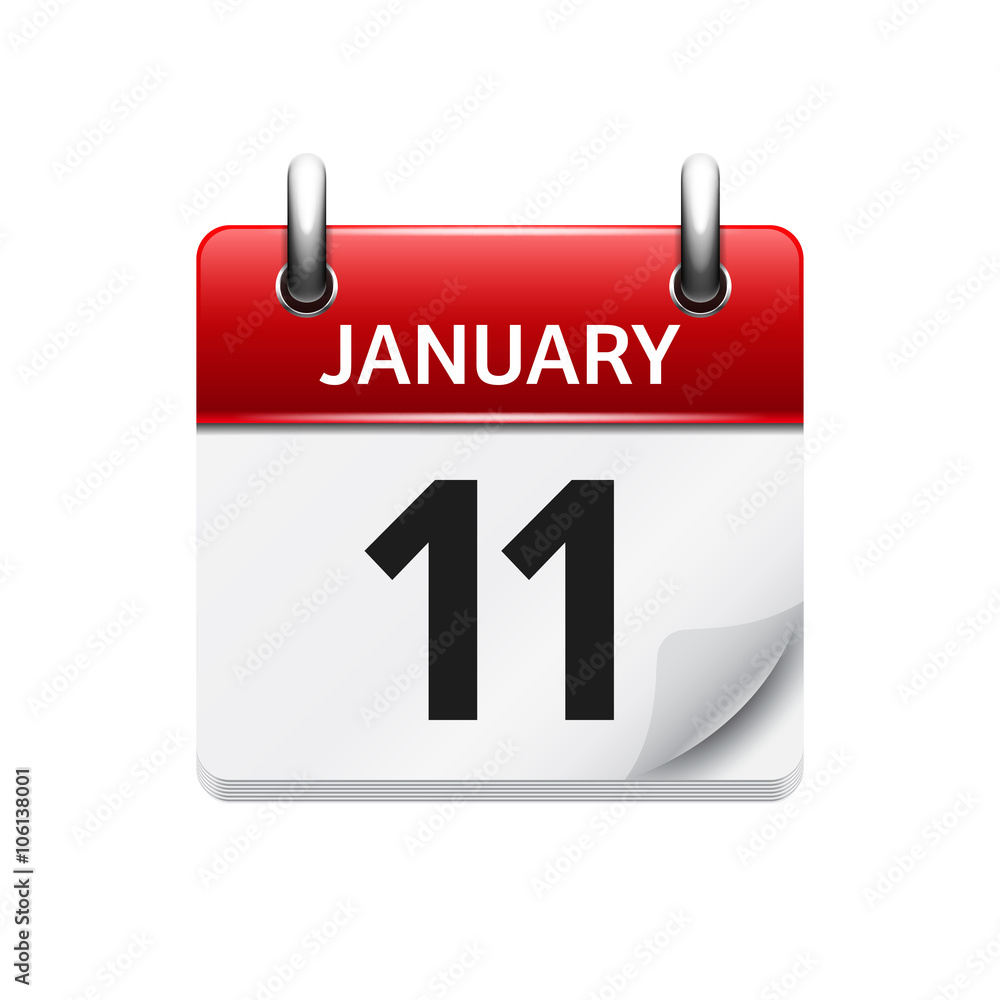 January 11. Vector flat daily calendar icon. Date and time, day, month. Holiday. January 11. Vector flat daily calendar icon. Date and time, day, month. Holiday.