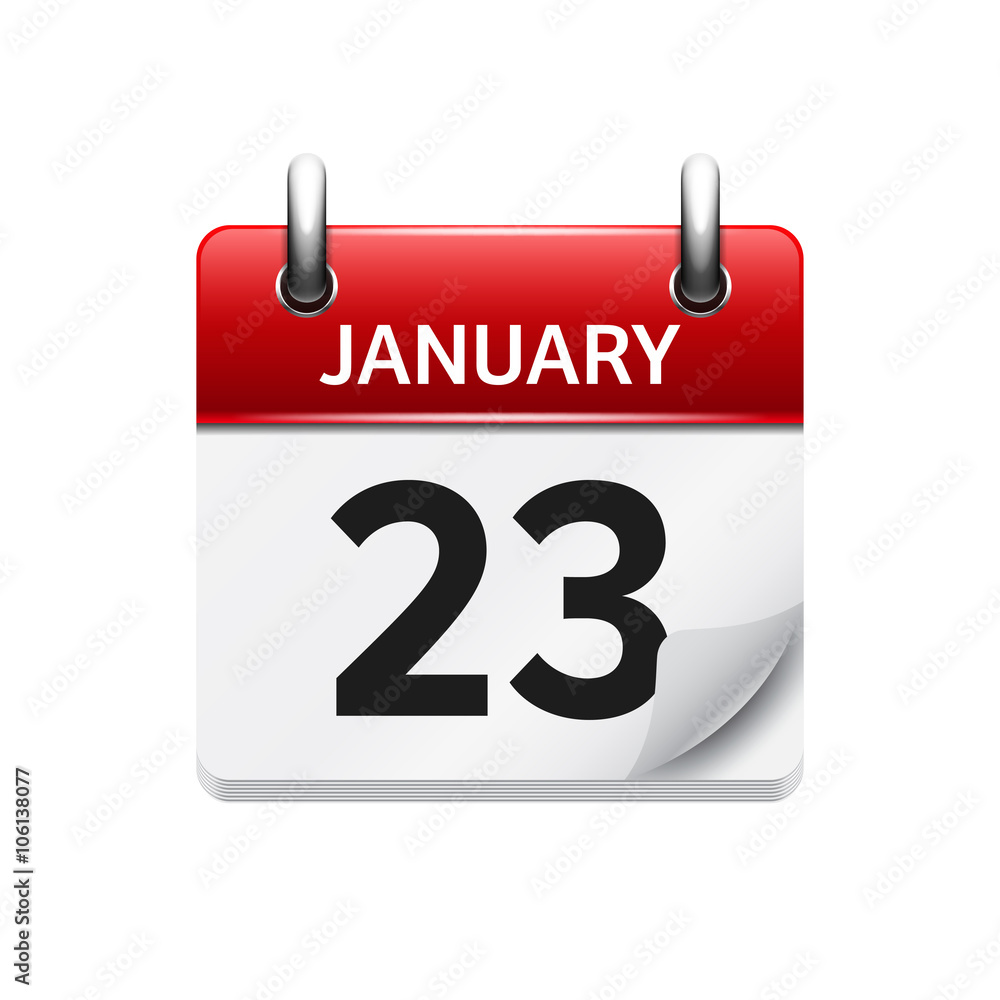 January 23. Vector flat daily calendar icon. Date and time, day, month. Holiday. January 23. Vector flat daily calendar icon. Date and time, day, month. Holiday.