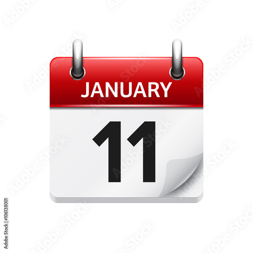 January 11. Vector flat daily calendar icon. Date and time, day, month. Holiday.