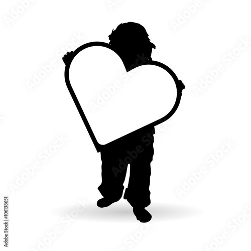 child holding heart illustration silhouette