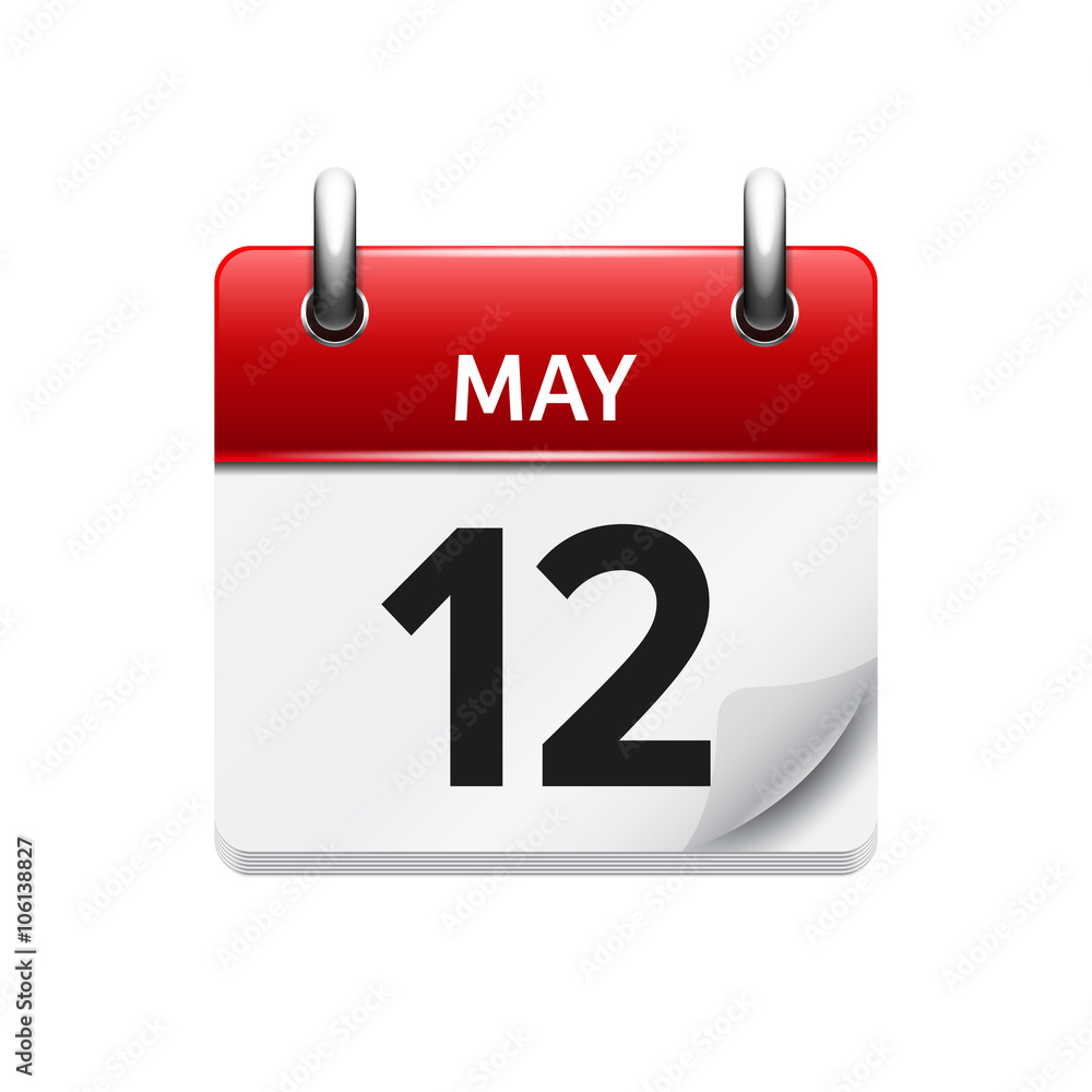 May 12. Vector flat daily calendar icon. Date and time, day, month. Holiday. May 12. Vector flat daily calendar icon. Date and time, day, month. Holiday.