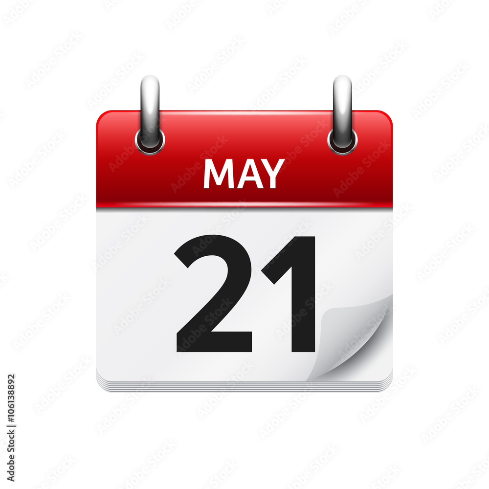 May 21. Vector flat daily calendar icon. Date and time, day, month. Holiday. May 21. Vector flat daily calendar icon. Date and time, day, month. Holiday.