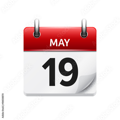 May 19 . Vector flat daily calendar icon. Date and time, day, month. Holiday.