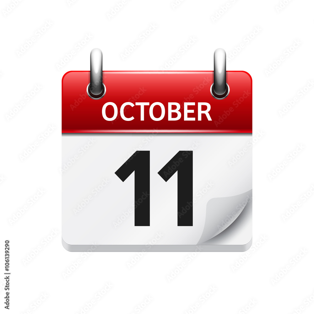 October 11 . Vector flat daily calendar icon. Date and time, day, month. Holiday. October 11 . Vector flat daily calendar icon. Date and time, day, month. Holiday.