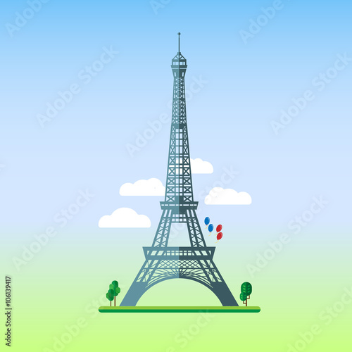Flat design of Eiffel tower illustration vector