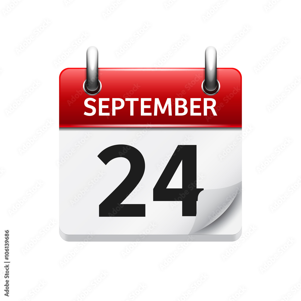September 24. Vector flat daily calendar icon. Date and time, day, month. Holiday. September 24. Vector flat daily calendar icon. Date and time, day, month. Holiday.