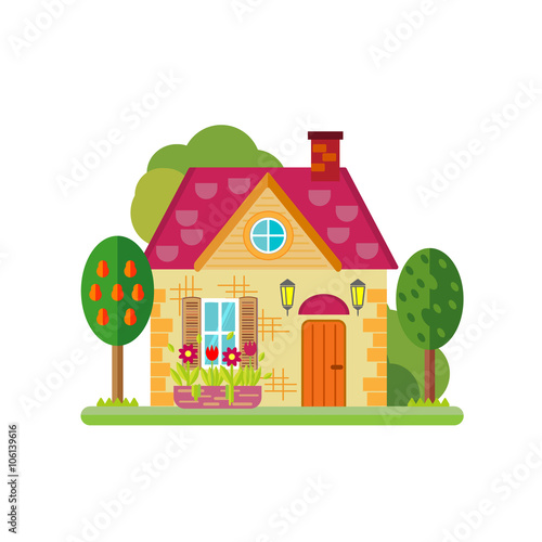 vector illustration of cute colorful house. vector flat buildings illustration