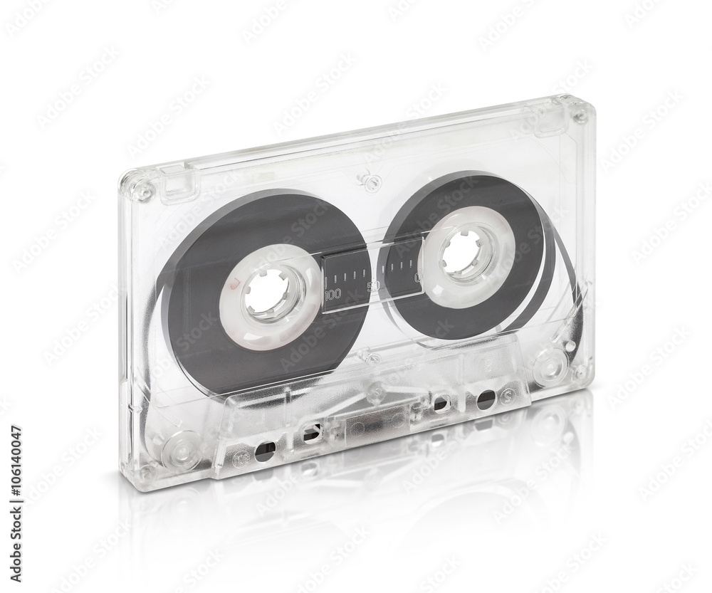 Fototapeta premium vintage cassette tape isolated on white background with clipping