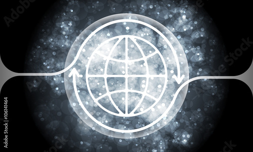Futuristic colored abstract background and transparent globe sym