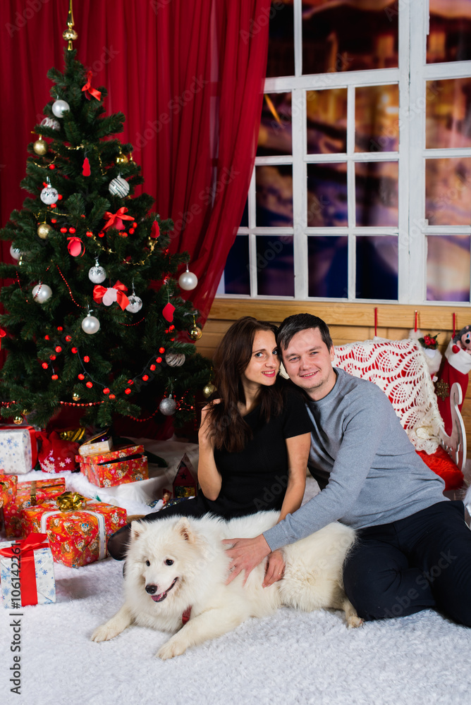 The guy with the dog, Happy family with dog, Girl with dog, Girl with Christmas present The guy with the dog, Happy family with dog, Girl with dog, Girl with Christmas present