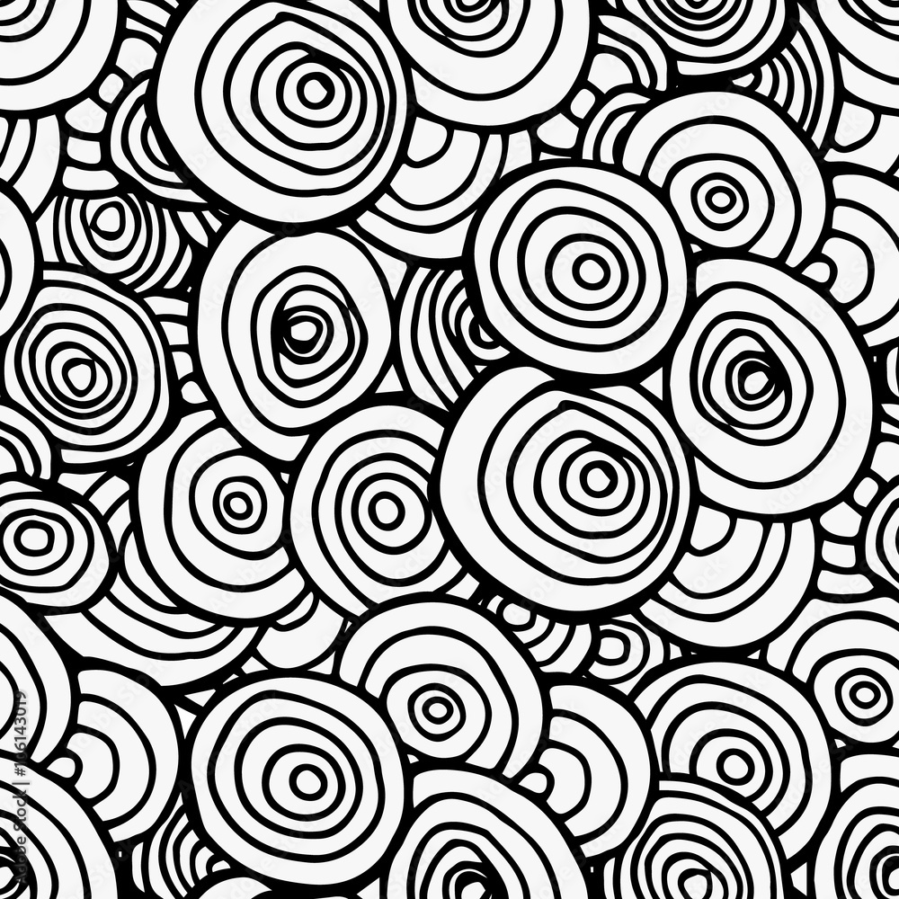 Black seamless circles line pattern