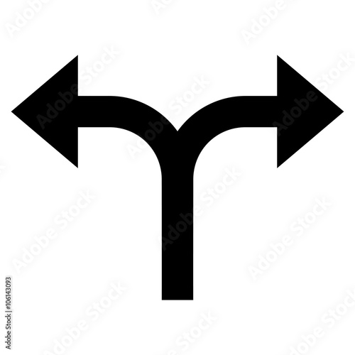 Bifurcation Arrows Left Right vector icon. Style is flat icon symbol, black color, white background.