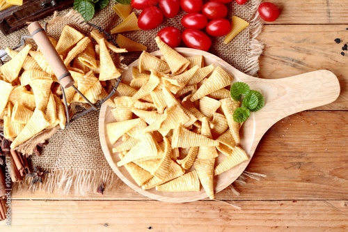 Corn snack and chips corn raw delicious.