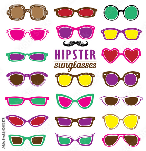 Hipsters colorful sunglasses vector set