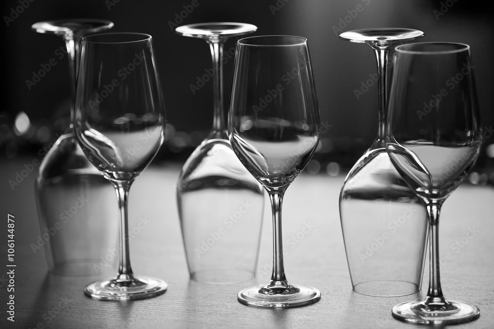 Empty wineglasses on a table, close up Empty wineglasses on a table, close up