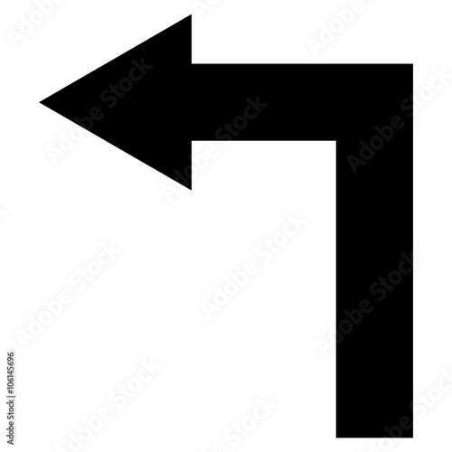 Turn Left vector icon. Style is flat icon symbol, black color, white background.
