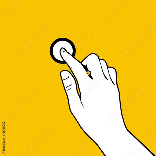 Finger pressing a button - hand outline