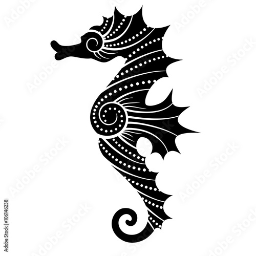 stylized black seahorse