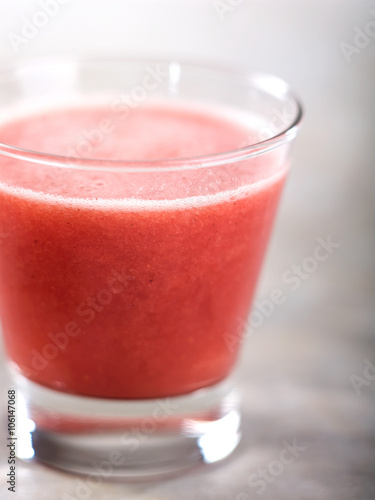 Close up of Strawberry Fruit Smoothie in Glass