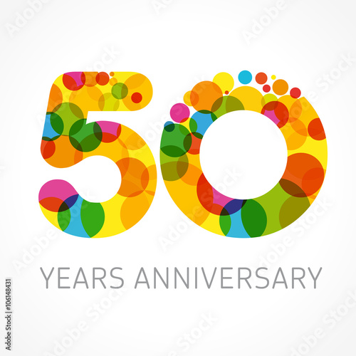 50 years anniversary circle colored logo. Template logo 50th anniversary with a circle in the form of a color bubble 
