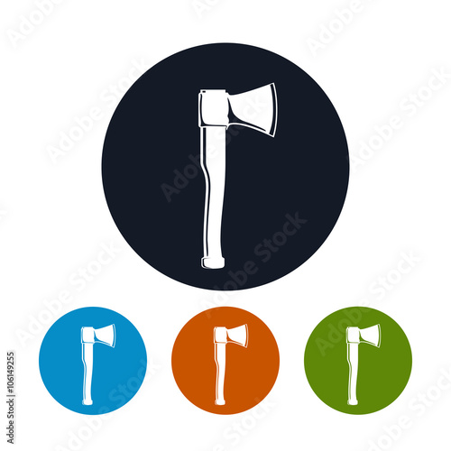 Axe Icon, Four Types of Colorful Round Icons  Axe , Agricultural Tool Icon, Garden Equipment Icon, Vector Illustration