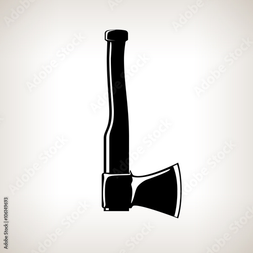 Axe, Silhouette  Hatchet on a Light  Background, Agricultural Tool Ax , Garden Equipment, Black and White Vector Illustration