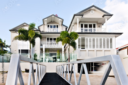 Beautiful luxury house with attractive design showing wooden ent