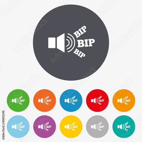 Speaker volume icon. Sound with BIP symbol.