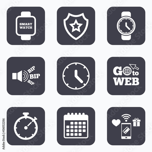 Smart watch. Mechanical clock time and timer.