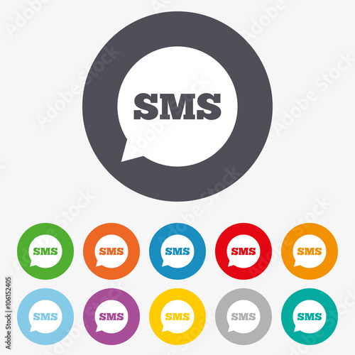 SMS speech bubble icon. Information symbol.