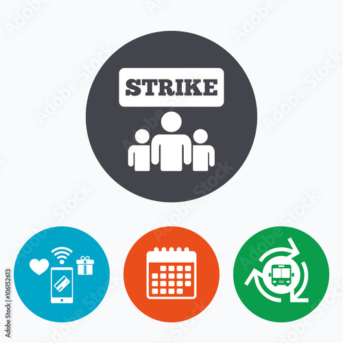 Strike sign icon. Group of people symbol.